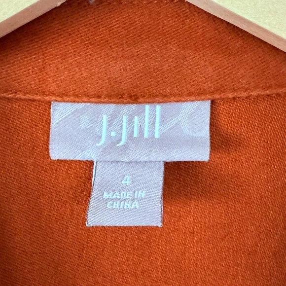 J. JILL Women’s Brushed Cotton Burnt Orange Blazer Jacket Size 4 Earthy Fall - Picture 4 of 11